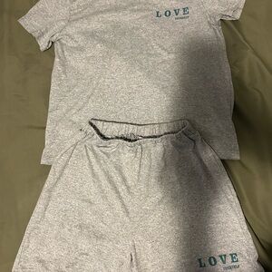 Kids Gray Two Piece T-Shirt and Shorts Set
